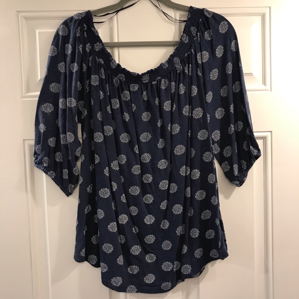 Lucky Brand 1X Top Blue and White